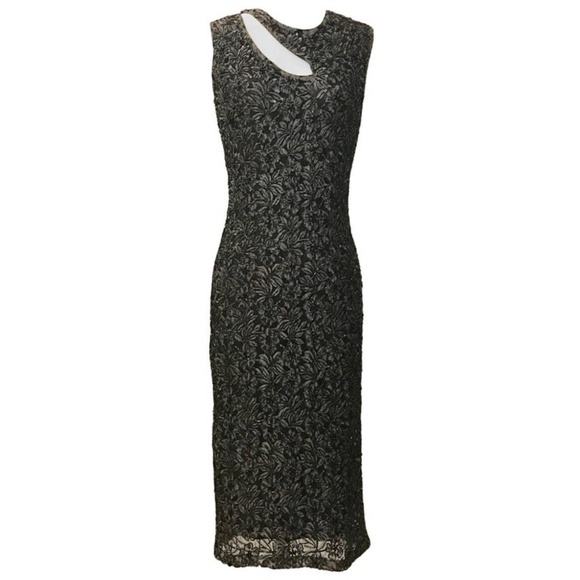 Alexander McQueen Dresses & Skirts - 1990s Alexander McQueen Grey and Black Beaded Lace Midi Dress